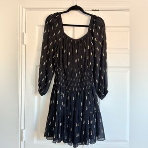 Rebecca Taylor Black Dress with Gold Accents